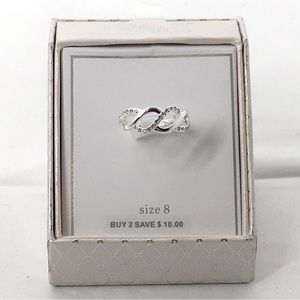 Dillard’s, Silver And Clear Crystal Ring, Size 8, New In Box